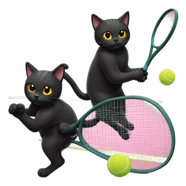 Two black cats playing tennis  sticker