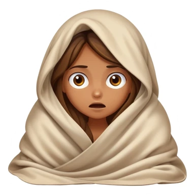 a tanned girl with brown long hair hid under the blanket in bed in fear sticker