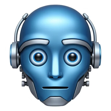 emoji representing artificial intelligence, robot face, digital elements sticker