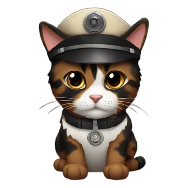 full brown and black calico cat dressed as a pilot sticker