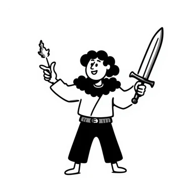 A barbarian waving a sword in greeting sticker