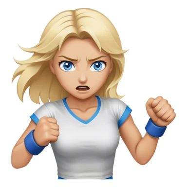 Blond woman with Blue eyes fighting in a brawl sticker