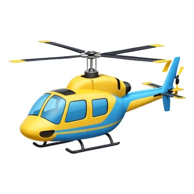 Cartoon-style helicopter, simple and colorful design, white background, emoji style sticker