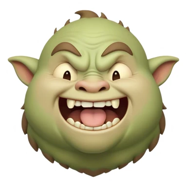 Cinematic Cute Yawning Ogre Portrait Emoji, with a surprisingly cuddly, rotund figure in soft earthy greens and browns, head tilted back in a big, gentle yawn exposing a set of comically oversized teeth, simplified yet irresistibly adorable, highly detailed with a soft glowing outline that captures the sleepy charm of a friendly ogre after a long day of gentle mischief! sticker