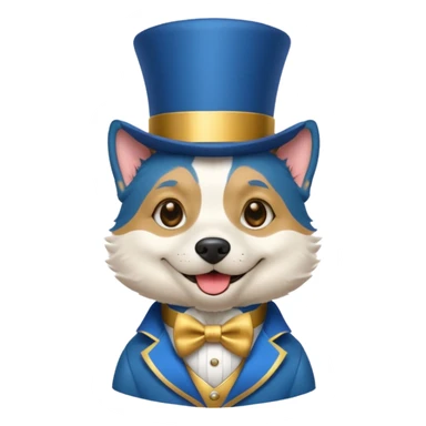 fancy dog with blue hair, wearing hat sticker