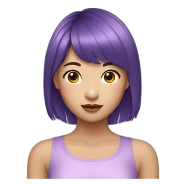 Purple bangs Asian girl sticker