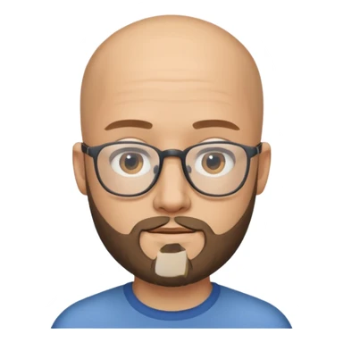 Quiero un emoji de un hombre pelado, con lentes y barba, pero que se vea joven sticker