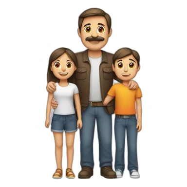 Señor con hijo y hija sticker