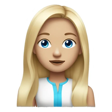 Young girl Blonde and straight hair with blue eyes sticker