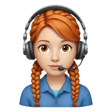 receptionist face braided gingerwith headpset sticker