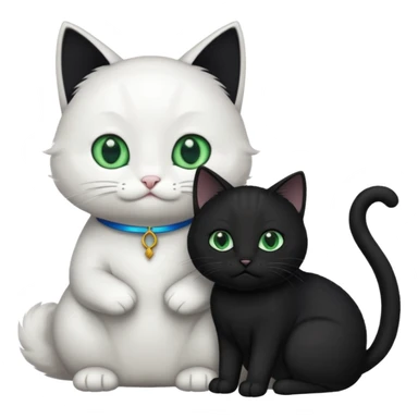 Black cat praying to white cat  sticker