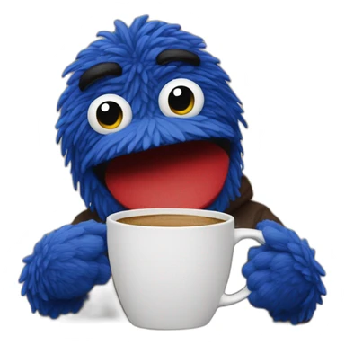 Grover with coffee (sesam street_ sticker