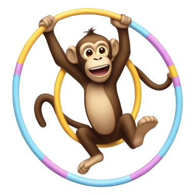 A oversized monkey jumping through a hoop sticker