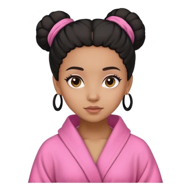 lightskin girl with black bun in pink robe sticker