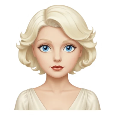 Jean Harlow with blue eyes, platinum blonde hair, ivory outfit sticker