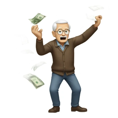 Old man throwing money  sticker