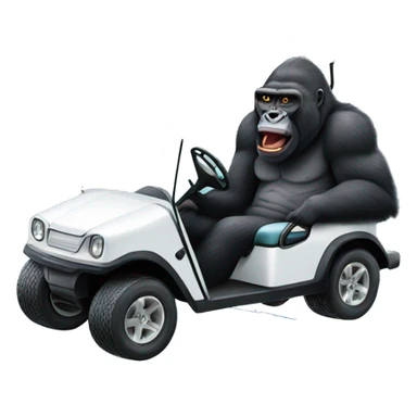 Golf cart in an ice cube with a gorilla riding in it sticker