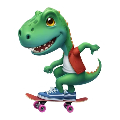 a dinasour riding a skate  sticker