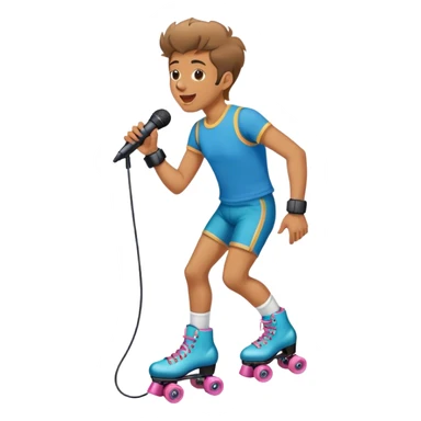 Guy singing in microphone while wearing roller skates  sticker