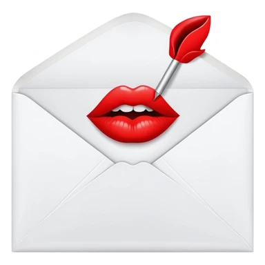 An envelope with a kiss print sticker