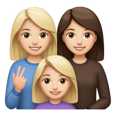 sisters  with blonde and dark brown hair sticker