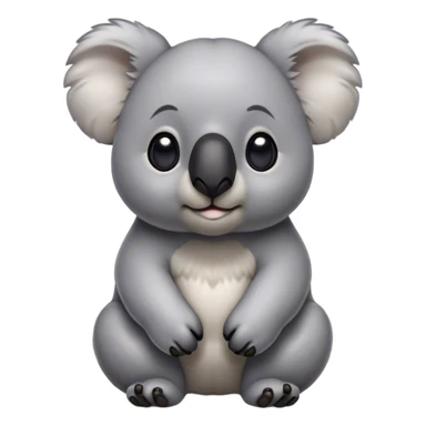 Cinematic Noble Koala Portrait Emoji, Poised and regal, with a stocky, cuddly build and a plush, well-groomed grey fur, large round ears and a distinctive big black nose, deep-set soulful dark eyes, Simplified yet sharp and sophisticated features, highly detailed, glowing with a soft, dignified glow, high shine, intelligent and gentle, stylized with an air of eucalyptus elegance, focused and attentive, soft glowing outline, capturing the essence of a watchful and confident marsupial, so majestic it feels as though it could climb out of the screen with effortless authority! sticker