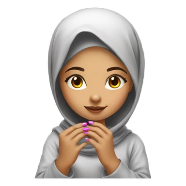Cute-Muslim-girl-painting-her-nails sticker
