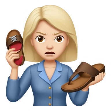 Angry mom holding a slippers sticker