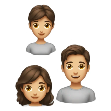 Fille brune avec garçon brun sticker