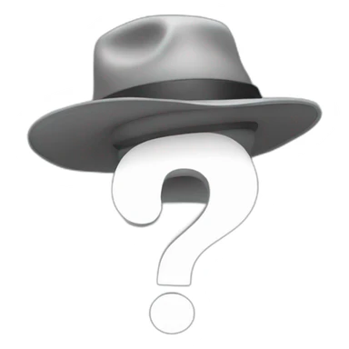 gray hat with a question mark sticker