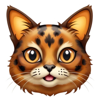 Cinematic Comical Tortoiseshell Cat Portrait Emoji, Head cocked dramatically with an over-the-top shocked expression, featuring a rich mottled fur of browns and blacks and wide, comically animated eyes full of playful disbelief, simplified yet hilariously detailed, glowing with a bold, sassy radiance, high shine, exuding a mischievous and spirited charm, styled with a soft glowing outline, capturing the essence of a tortoiseshell cat that appears ready to burst into comical antics! sticker