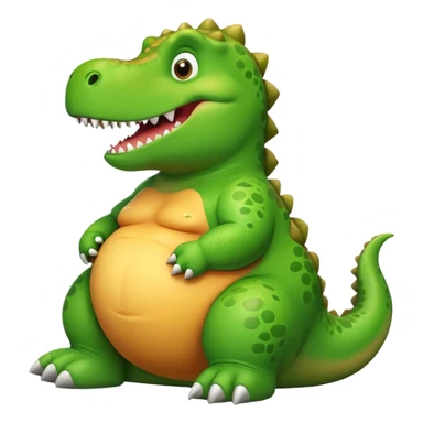 fat dinosaur sitting down smiling big sticker
