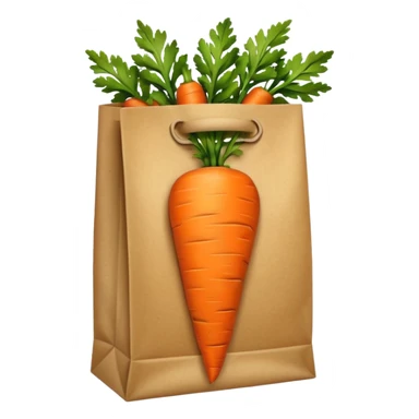 buy paper bag with carrot. Transparent background sticker