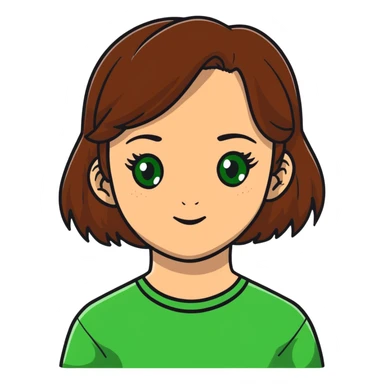 girl with brown hair green eyes and freckles sticker