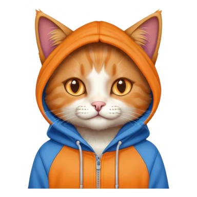 A cat wearing a Blue hoodie sticker