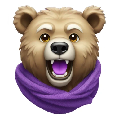 Bear head made out of diamond and wearing a purple scarf sticker