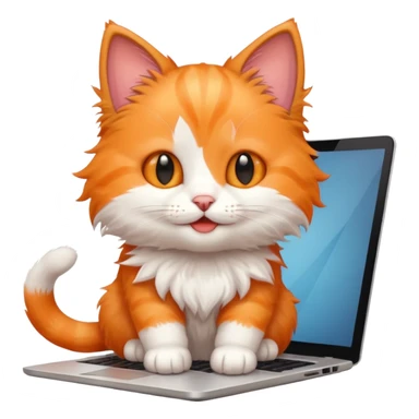 happy kitten using a laptop sticker