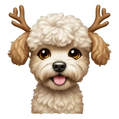 Maltipoo dog with reindeer antlers  sticker