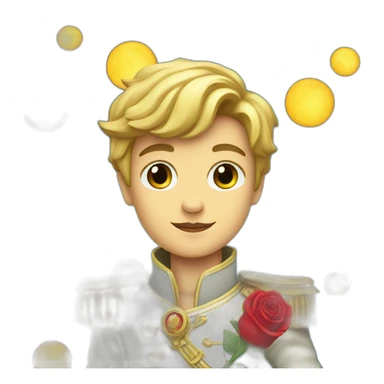 Little prince with red rose on the moon sticker