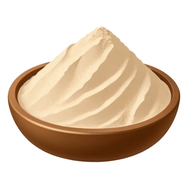 protein powder small heap finely milled beige or light tan smooth fluffy texture uneven surface optional scoop partly buried no shaker jar or branding soft lighting emoji scale sticker