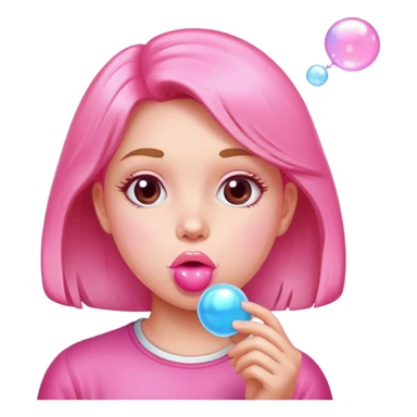 girl blowing bubble gum sticker