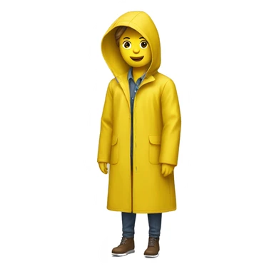 A mannequin wearing a yellow raincoat sticker