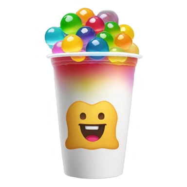 Boba in a McDonalds cup with rainbow jelly sticker