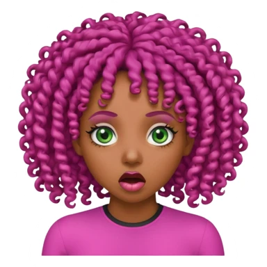 pink green shocked black female curly hair eyeballs sticker