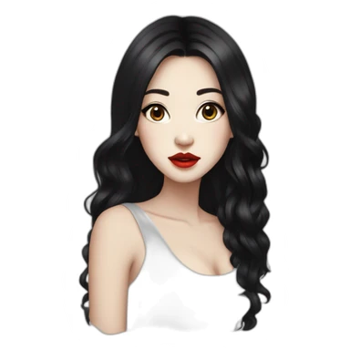 Beautiful young woman,Black hair,long hair,White skin,oval face,big eyes,Blackeyes,Redlips,Chinese sticker
