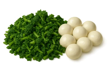 broccoletti sminuzzati accanto a mozzarelle sticker