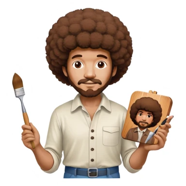 bob ross painting a SPAM meat portrait landscape  sticker