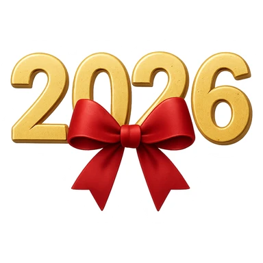 new year 2026 bow ,remove background sticker
