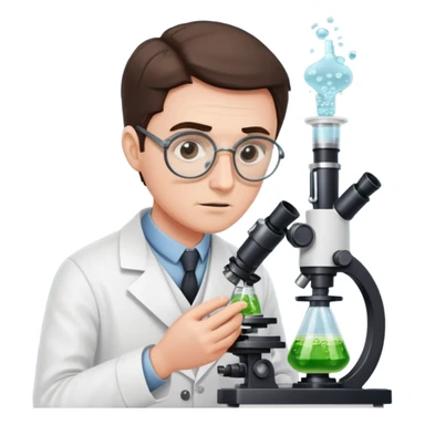 a victorian scientist carrying out an experiment with petri dish and microscope sticker