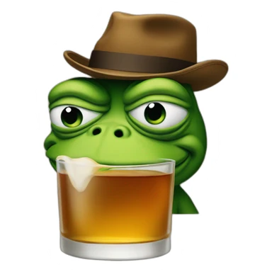 Pepe the frog with a whiskey sticker